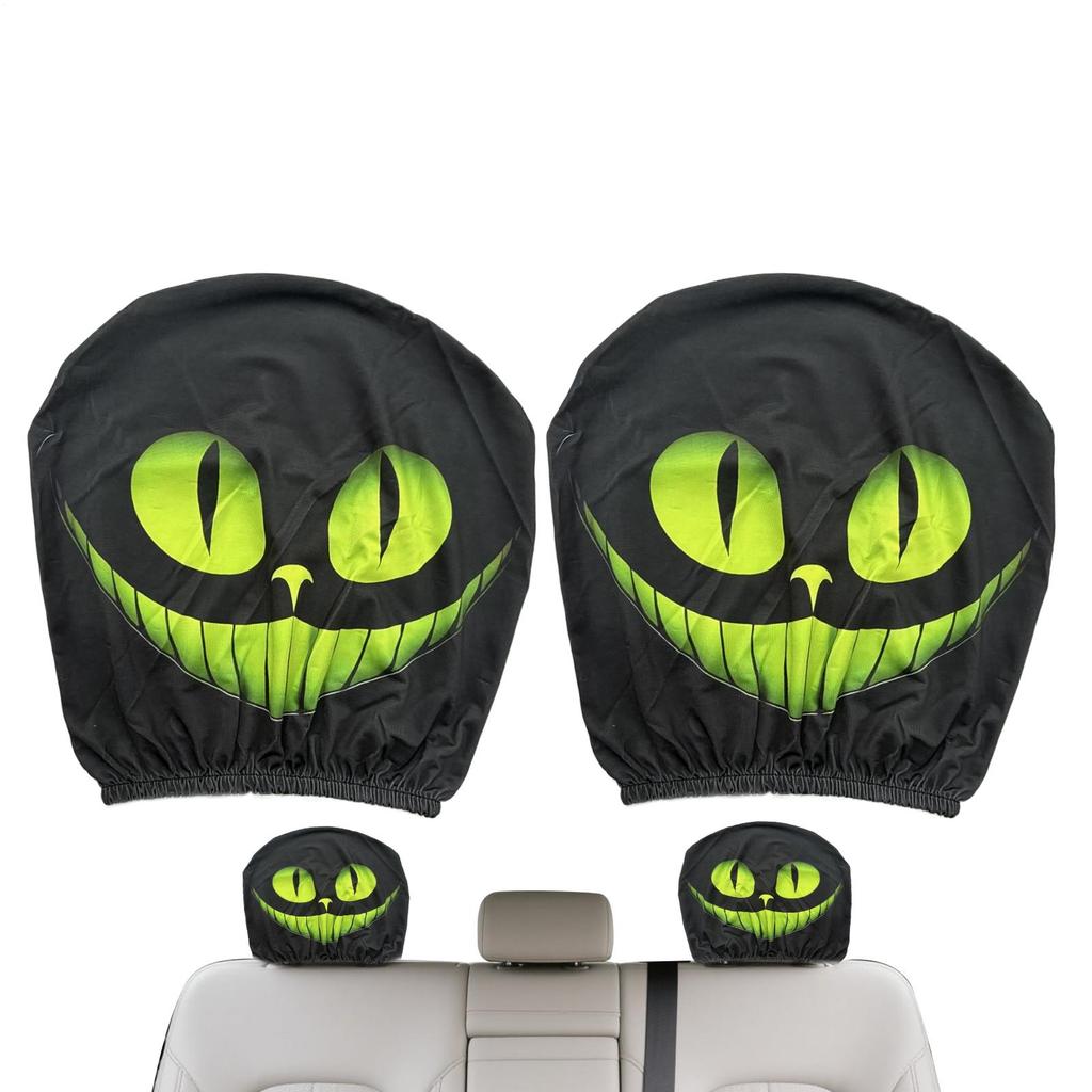 1 Pair Funny Vehicle Front Seat Cover auto Headrest Cover Soft Interior Decor Halloween car decorations for Sedans Trucks Auto