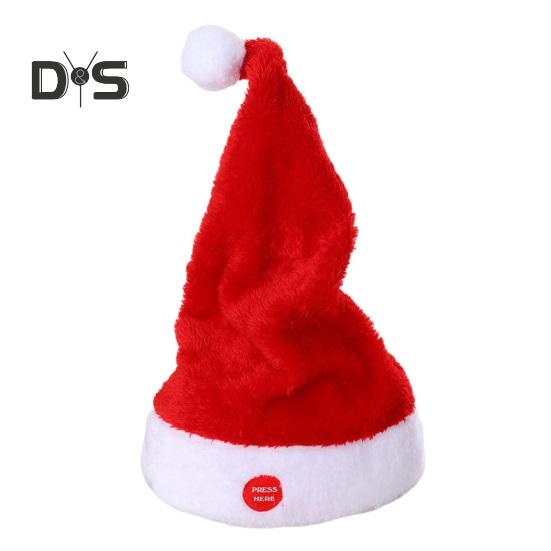 

Электрическая шапка Санты, поющая, танцующая, рождественская шапка, работающая от батареек, красная плюшевая качающаяся шапка Санты, украшение, праздничный подарок красный
