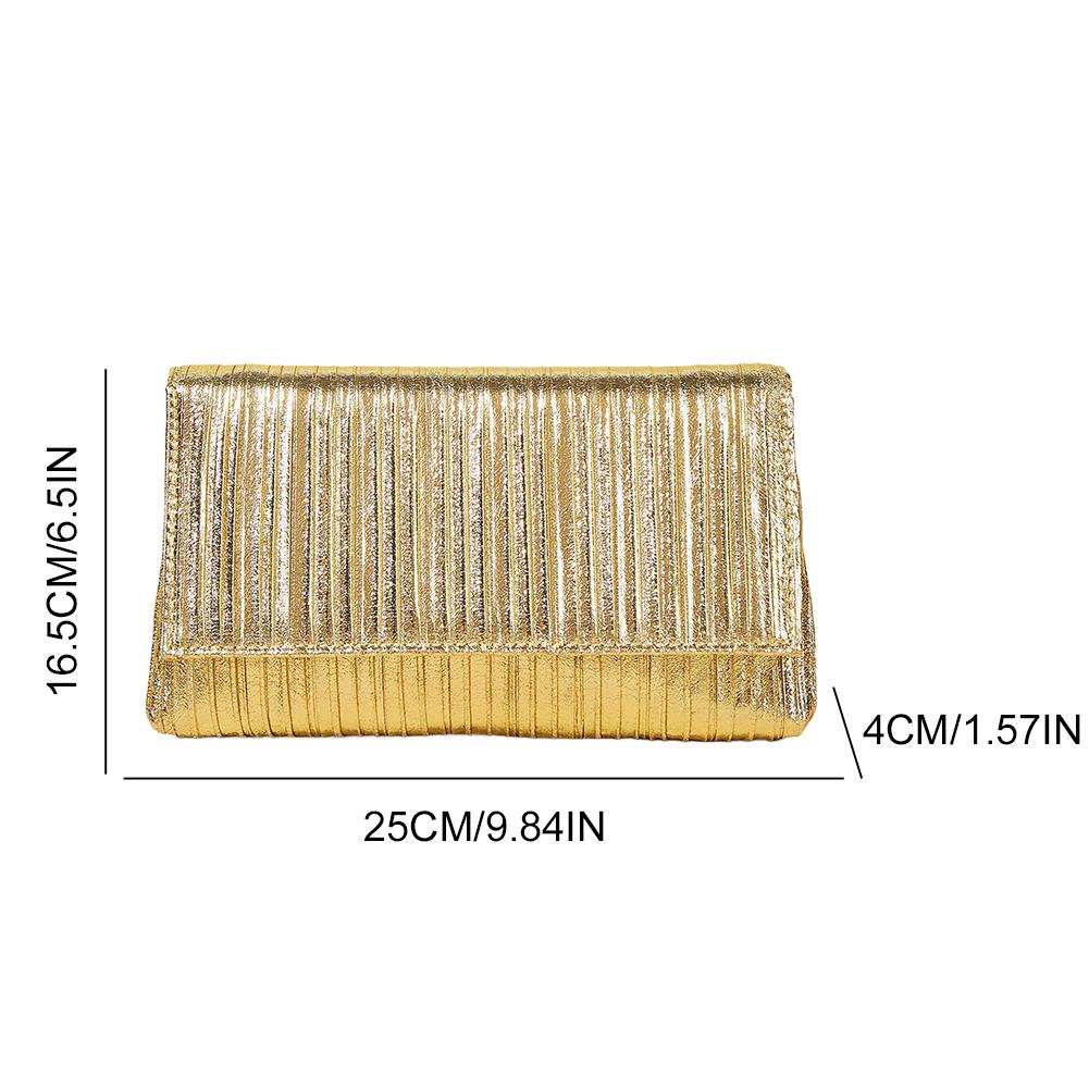 Luxury Envelope Banquet Bags Shiny Metallic PU Evening Clutch Bags High-end Flap Chain Shoulder Bag Women's Wedding Party Purses