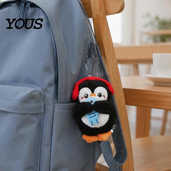Portable Penguin Charm Plush Toy with Squeaker, Cartoon Keychain Mini Doll Pendant, Stuffed Animal for Backpack Bag Decorative Hanging Accessory Girls