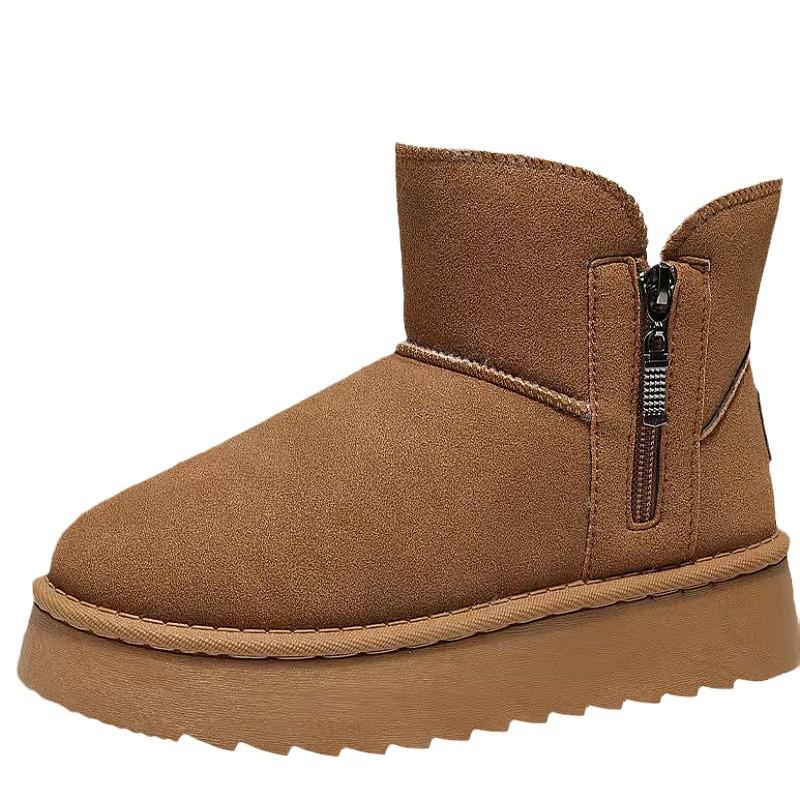 Women's Winter Snow Boots: Thickened Velvet, Warm, Thick-Soled, Side Zipper, Non-Slip, Comfortable Cotton Boots for Students