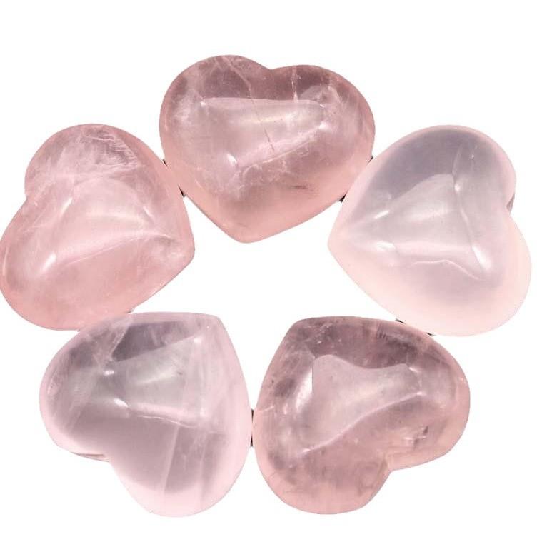 Natural Crystal Stone Love Heart Carving Reiki Healing Rose Quartz Decoration