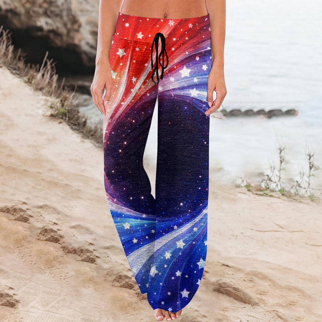 Women's Fashion Loose-Fit Drawstring Elastic Waist Casual Printed Pants