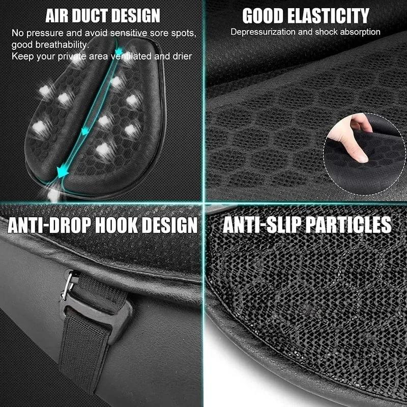 Breathable Anti-Slip Motorcycle Seat Cushion - 3D Honeycomb Gel Pad for Shock Absorption & Long-Distance Comfort