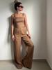 2024 Summer Women's Solid Color Square Neck Camisole and High Waist Wide Leg Pants Two-Piece Set
