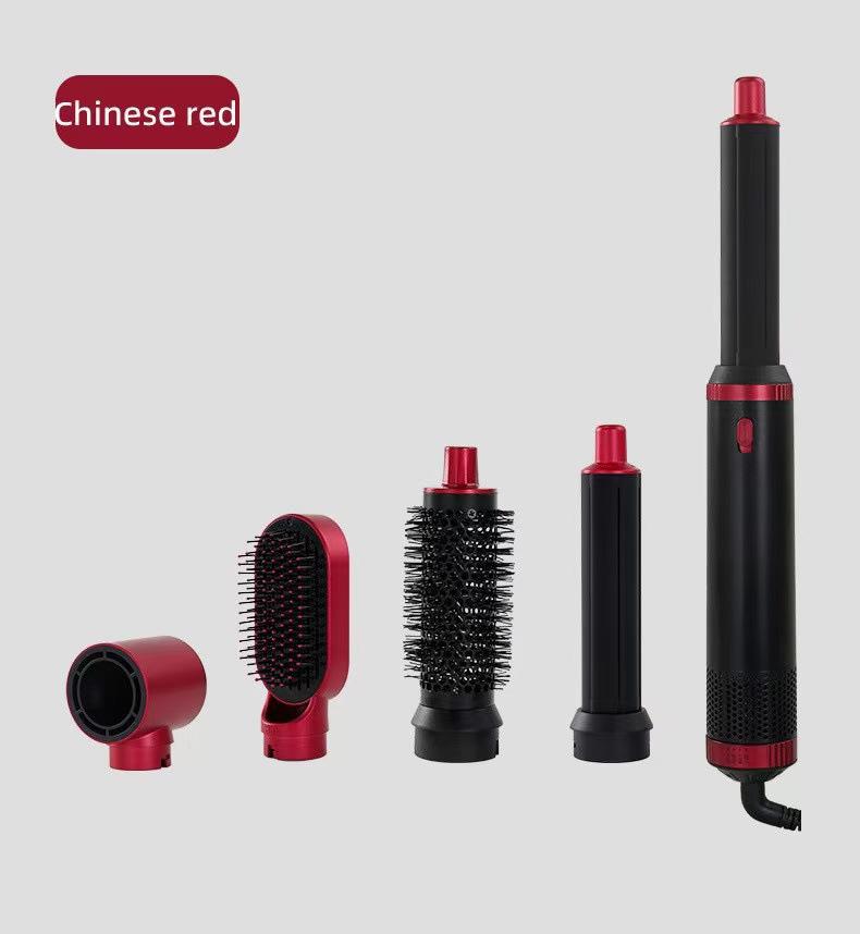 

Five-in-One Multifunctional Hot Air Brush: Curler, High-Power Straightener, Hair Styler & Dryer US Standard червоний