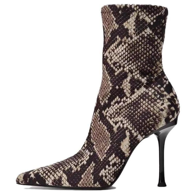 Zara Elegant Versatile Comfortable Fashion Short Boots 10cm Women Boots Snake-Print 13112410