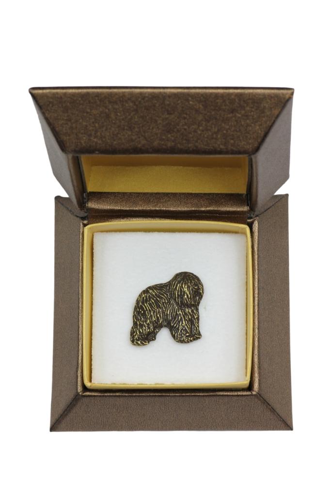 Polish Lowland Sheepdog, PON, Valee Sheepdog II - Dog brooch in a gift box, elegant pin, lapel pin for Art-Dog brand jacket