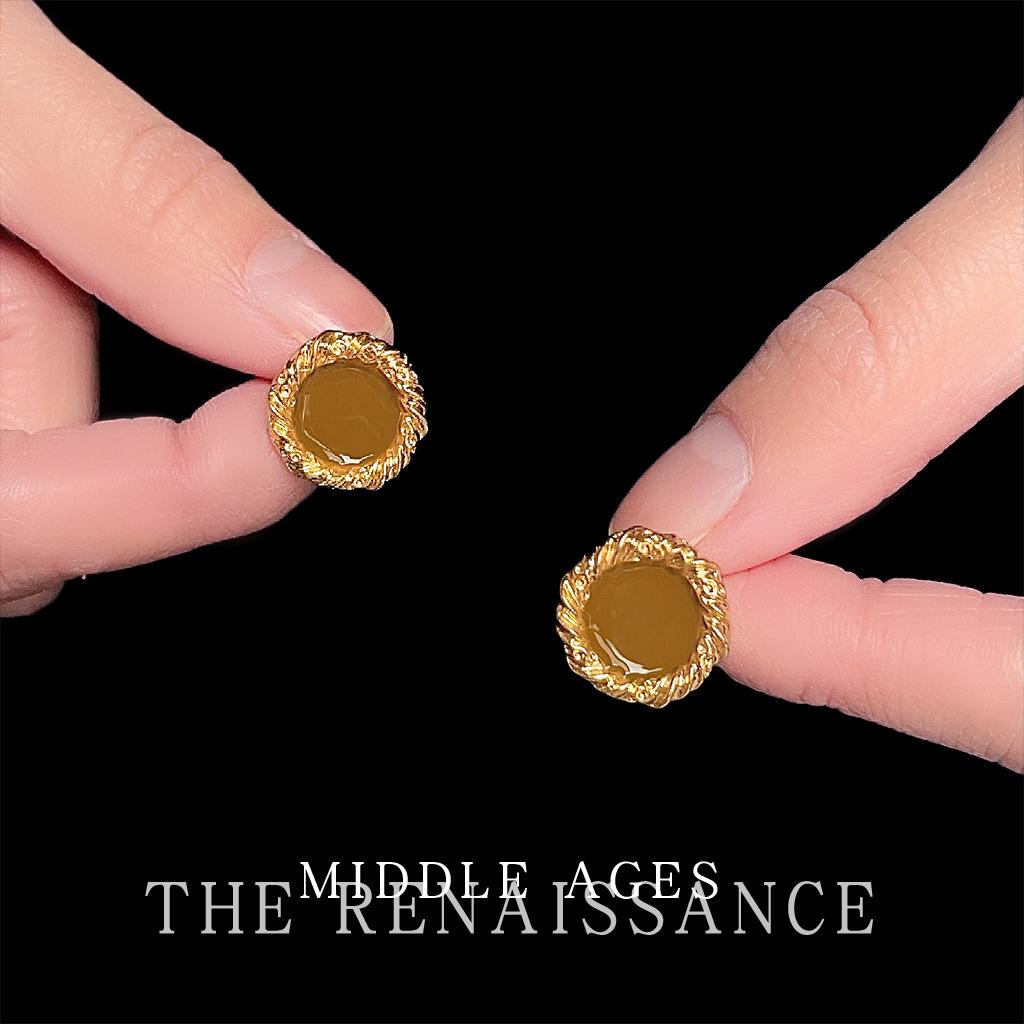 Ветер Тундры Зеленый Литературный Ретро Серьги-капли Круглые Серьги с краем «французский твист» Серьги