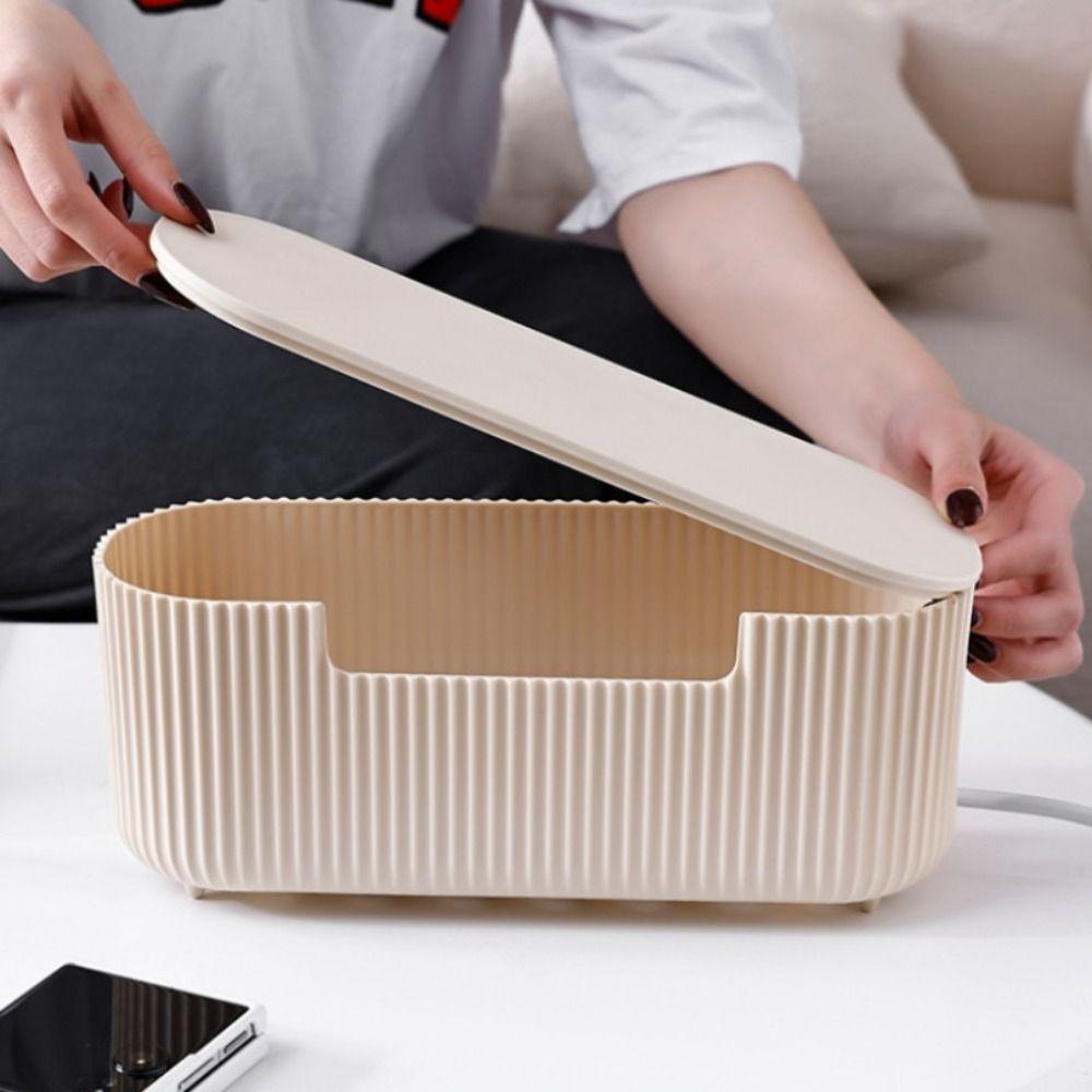 Quality Desktop Cable Storage Box with Lid Multi-Functional Socket Storage Box Dustproof Cable Organizer Household