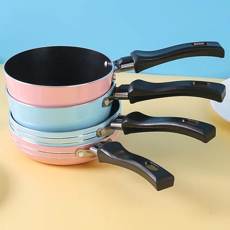 Mini nepřilnavá pánev na smažení na mléko Hrnec s kulatou mřížkou Mini pánev s nepřilnavým povrchem Hliníková pánev na palačinky na smažení s vejci 12 cm