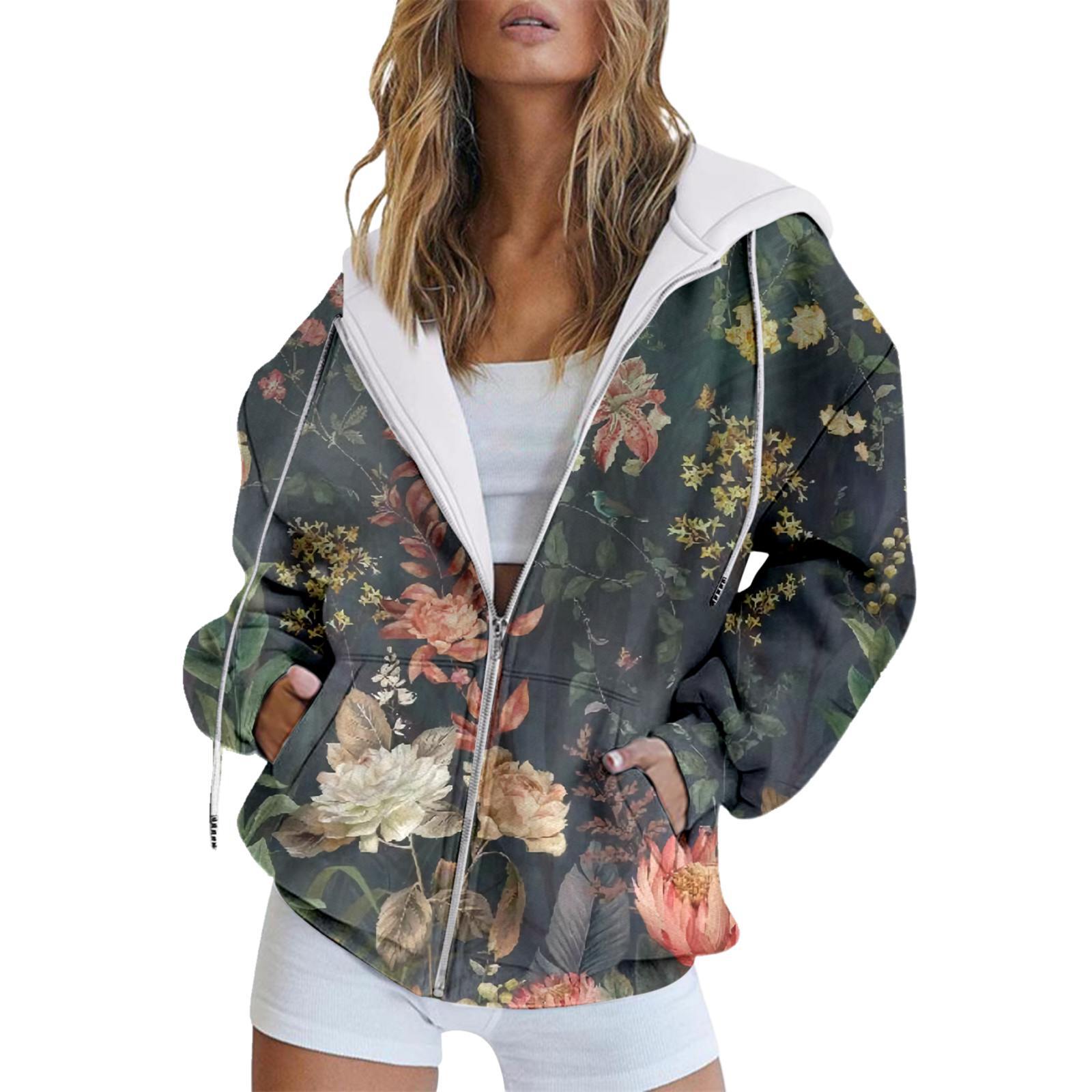 

Зимняя толстовка с капюшоном с принтом, спортивная одежда, пальто для женщин, толстовки с капюшоном на молнии и 3D-карманом, осенняя женская одежда 6XL