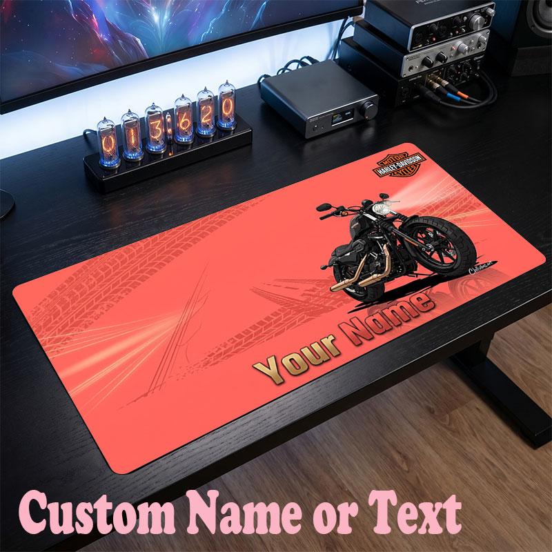 Harley-Davidson Customized Name Text Mouse Pad, Large Desk Mouse Mat Personalized Home Office Present