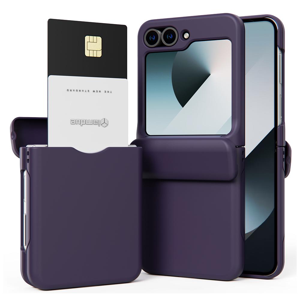 Luxury Wallet Card Holder Folding Phone Case For Samsung Galaxy Z Flip 4 5 6 7 Solid Color Hard Shockproof Full Protection Cover