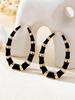 European Geometric Enamel Earrings: Women's Bamboo Joint Hoops