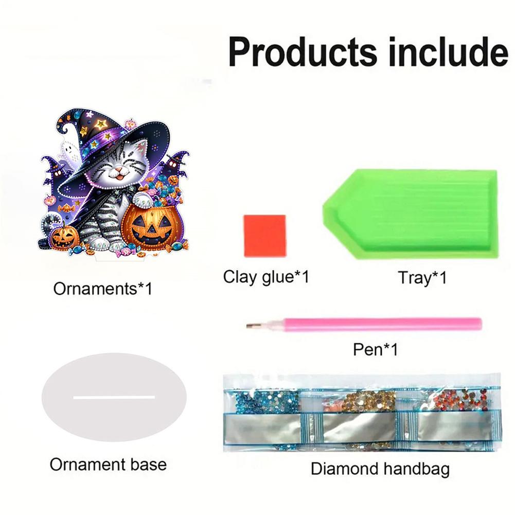 Acrylic Halloween Theme Table Top Diamond Painting Ornament Kits Diamond Painting Desktop Ornaments Kit Home Bedroom Decoration