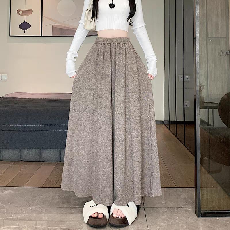 Women's Autumn Winter Clothes High Waist Wide Leg Pants Knit Long Dresss Skirts Pants For Women Trousers Streetwear