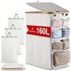 Bamboo & Oxford Cloth Bottle Recycling Bin - 100L Large Capacity Storage Basket
