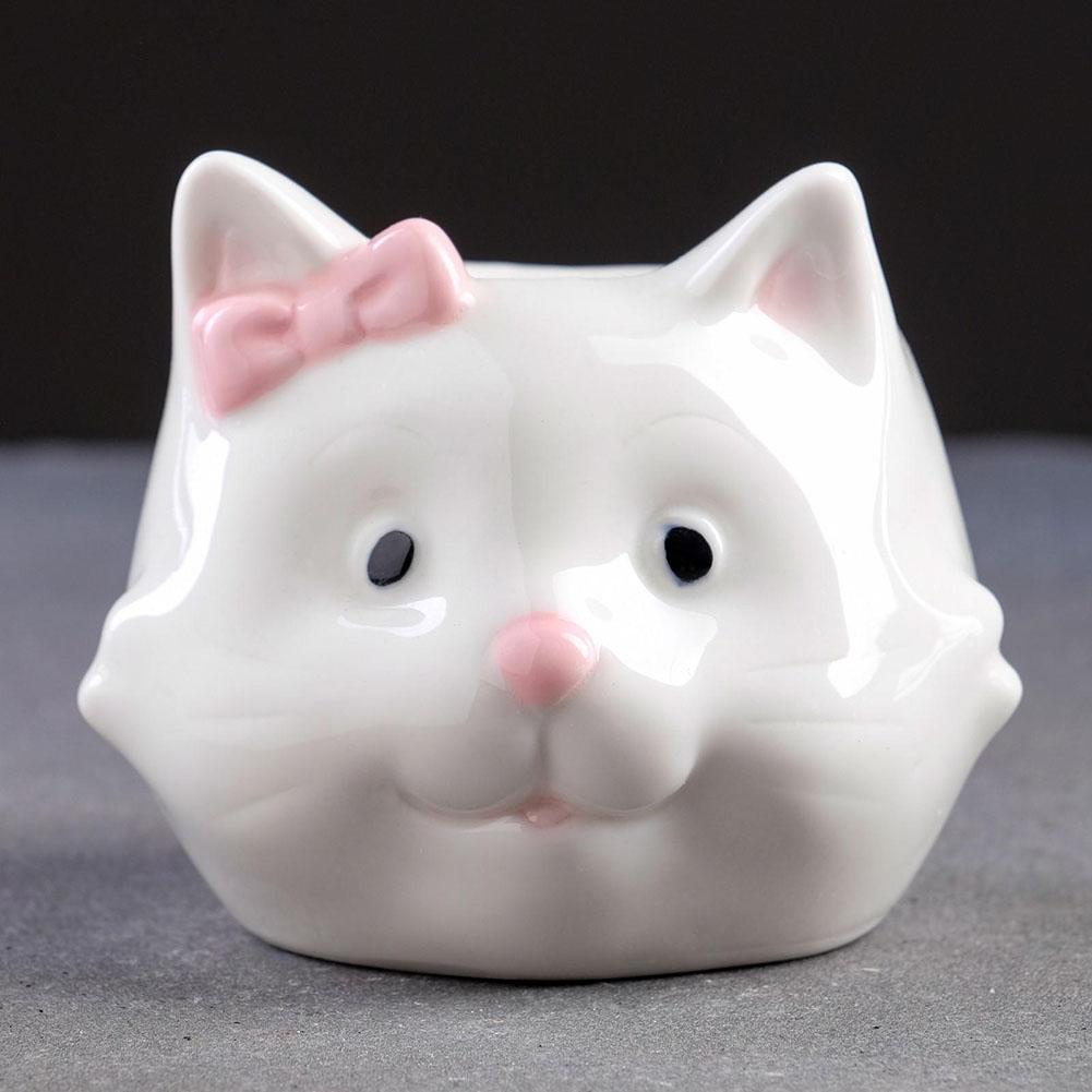 Cute Cat Flower Pot Ceramic Cat Succulent Plant Pots Vase Bonsai Decorative Multi-Function Flowerpot with Drain Hole Home Decor