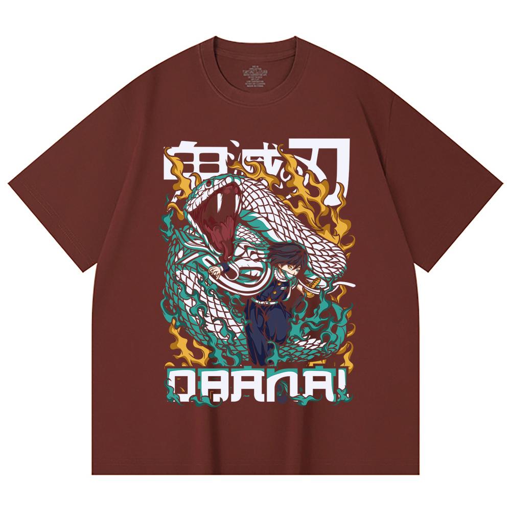 230 g/m² 100 % Baumwolle Demon Slayer V103 Obanai Druck Unisex Schweres Baumwoll-T-Shirt
