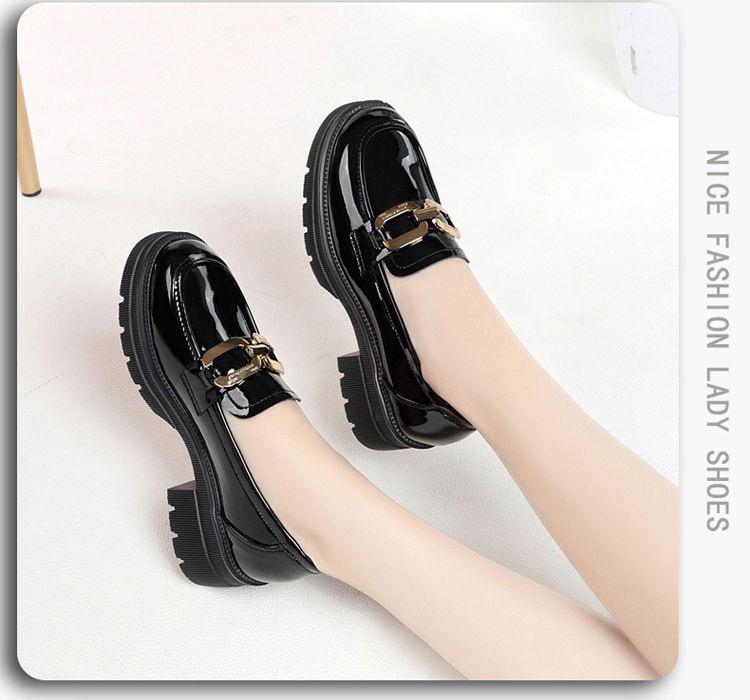 Women's 2024 Spring/Summer Platform Loafers: British-Style, Low-Top, Patent Leather Flats