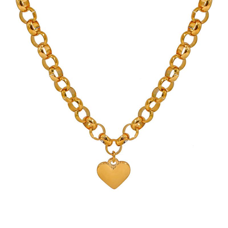 Fashion Heart Pendant Necklaces Women OT Clasp Cuban Link Chains Vintage Personalized Banquet Party Jewelry Accessories Gifts