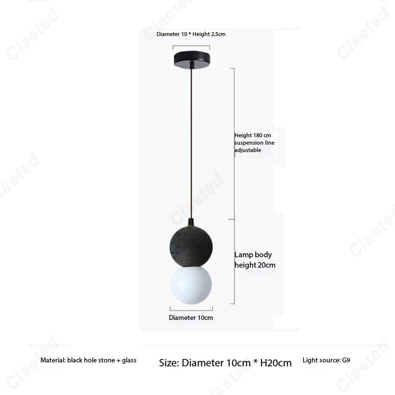 Retro Simple LED Yellow Cave Stone Ball Chandelier Restaurant Bar Study Bedroom Bedside Decorative Lighting Lamps Tri color dimming