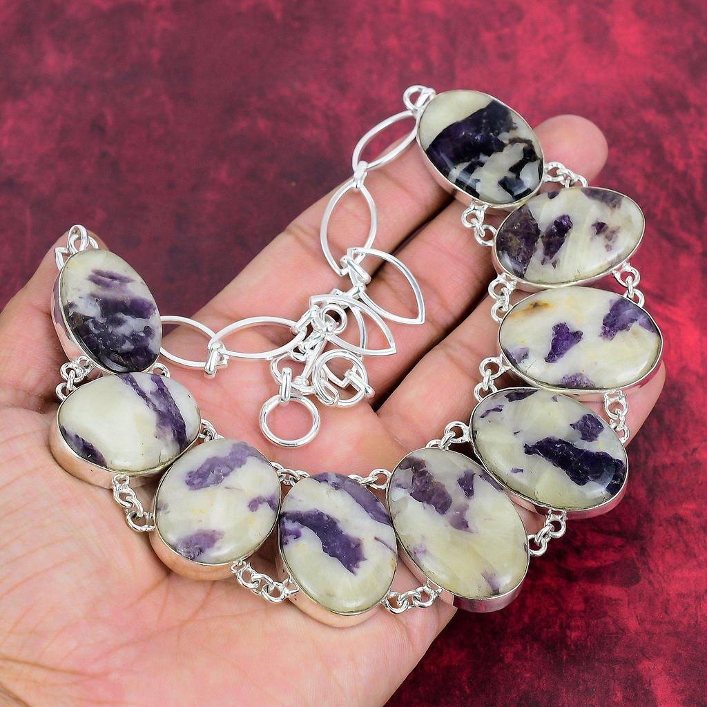 Tiffany Stone Necklace, 925 Solid Sterling Silver Gemstone Necklace, Adjustable Chain Necklace Gift For Her, Handmade Dainty Jewelry