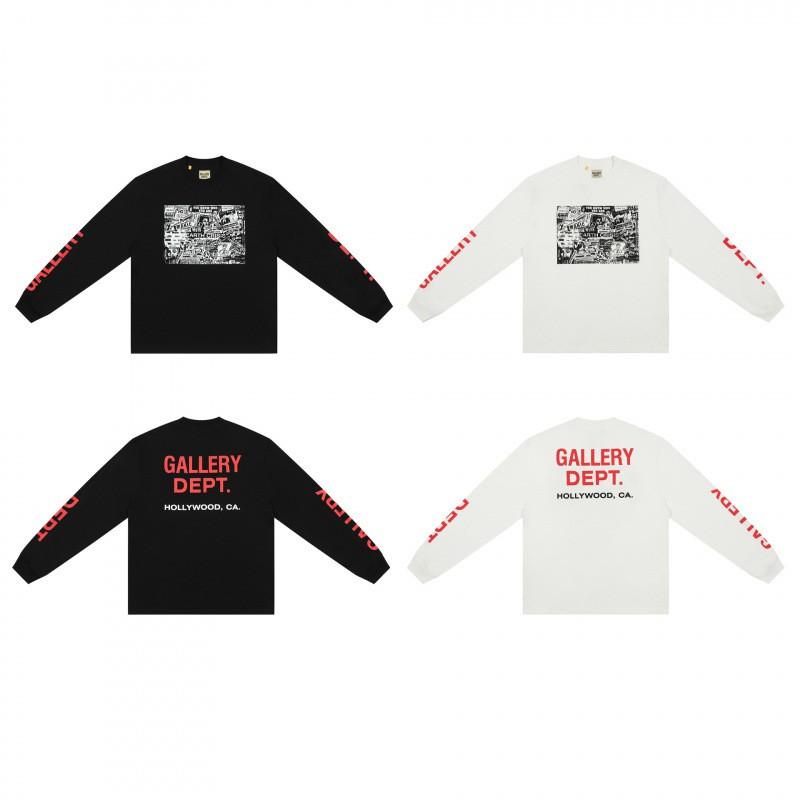T-shirt da uomo oversize a maniche lunghe in cotone con stampa grafica, top casual streetwear
