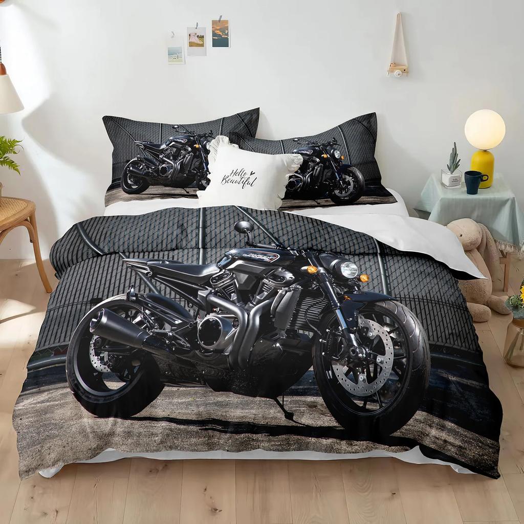 Dirt Bike Duvet Cover Racing Motocross For Teen Adult Motorcycle Rider Extreme Sports Theme For Bedroom Decorations Queen King