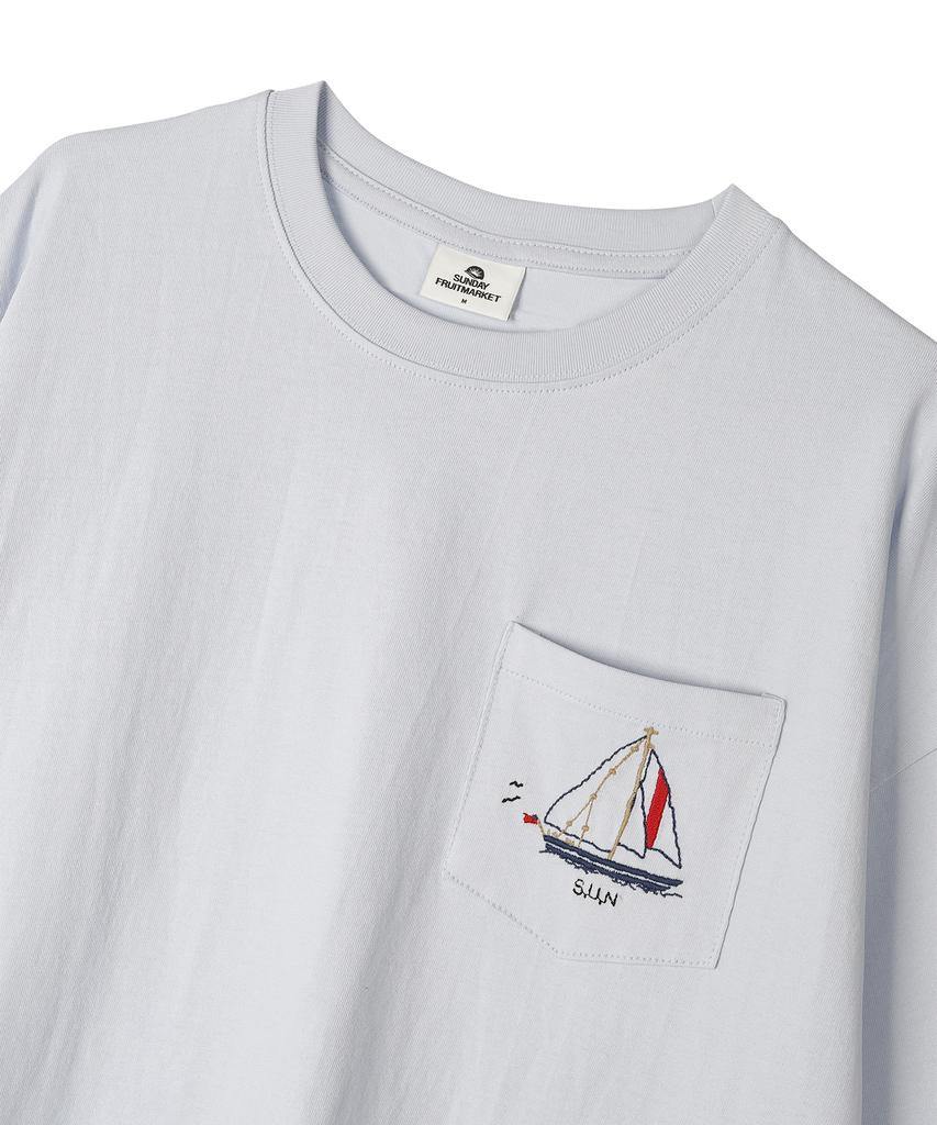 SUNDAY FRUIT MARKET Boat Pocket Tee Skyblue
