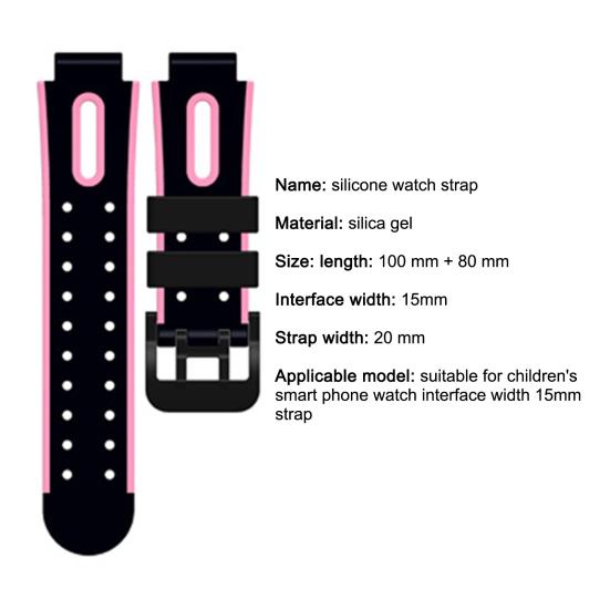 Klokkerem Myk Universell Silikon 15mm Smartklokke Vanntett Armbånd Erstatning for Barn