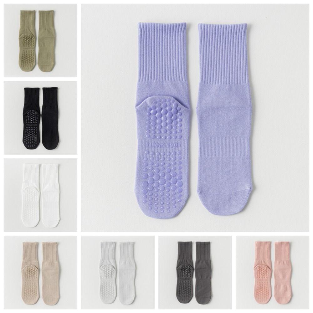 Pure Cotton Medium Length Socks Mid-tube Pilates Socks Gymnastic Training Socks Yoga Socks  Lady