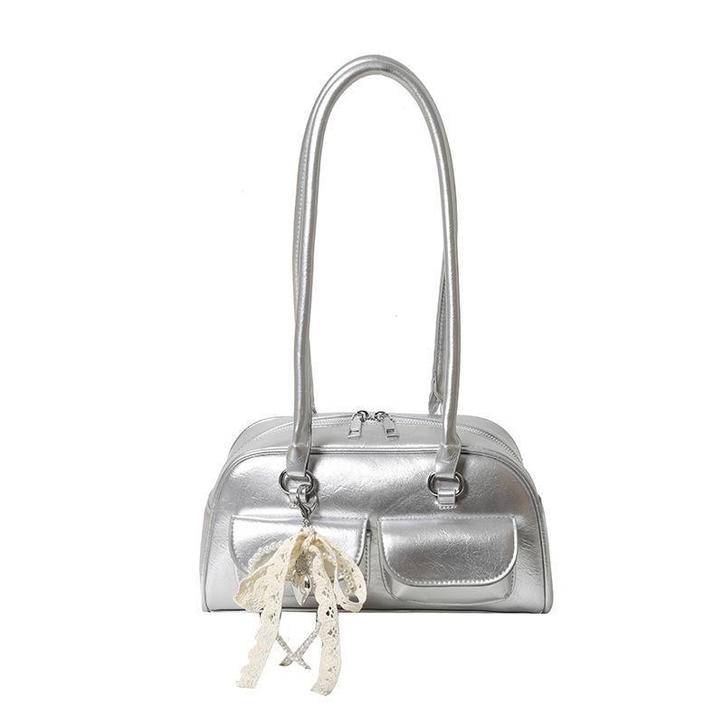 Bags niche high-end underarm bags women's oily leather new retro pillow bags trendy shoulder bags