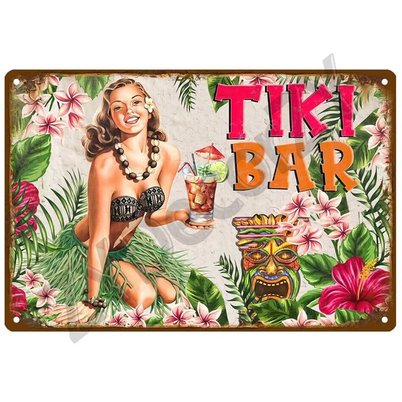 Hawaii Beach Tin Sign Poster Vintage Wall Poster Metal Sign Decorative Wall Plate Kitchen Plaque Metal Vintage Decor Accessories