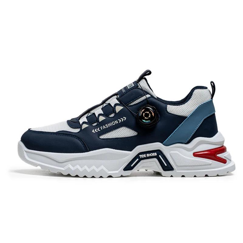 Men's Korean Rotating Buckle Fashion Casual Sports Shoes Four Season Soft Soled Non Slip Outdoor