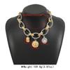 N12566 Exaggerated Temperament Popular Twist Chain Necklace ZA Coin Alloy Pendant Collarbone Chain