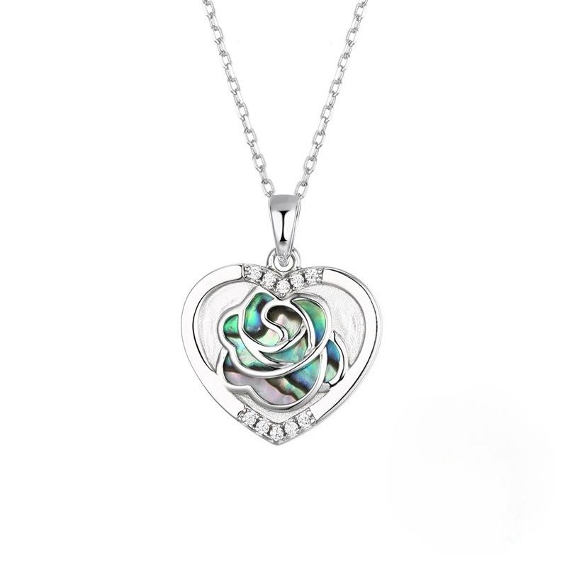 S925 sterling silver colored necklace women s versatile temperament rose romantic love necklace 925 silver