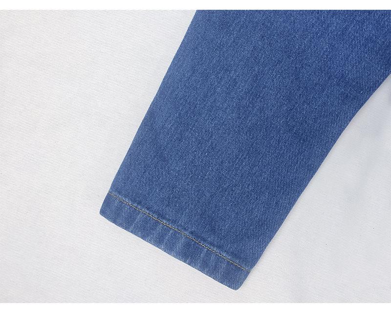 American Style Frayed Denim Slim Fit Jacket for Women - Single-Breasted, Long Sleeve, Spring/Autumn