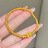 Funkelndes gebürstetes Kürbis-Armband mit Laufperlen für Damen, 24 Karat Gold AU999, Diamantakzente für luxuriösen Glanz