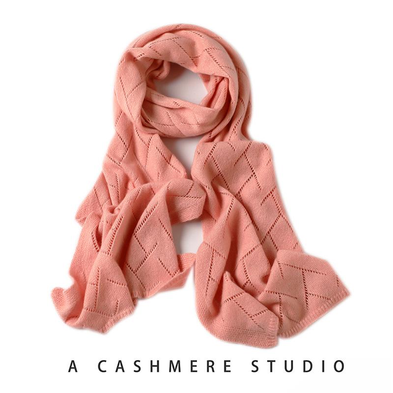New cashmere scarf, women's short Korean version of autumn and winter warm neck protection knitted versatile hollow scarf