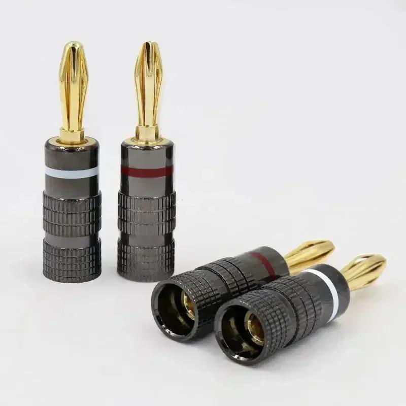 4pcs/10pcs Banana Connector 4mm Speaker Banana Plugs 24K Copper Gold Plated 4mm Banana Jack Match with 4mm Binding Post