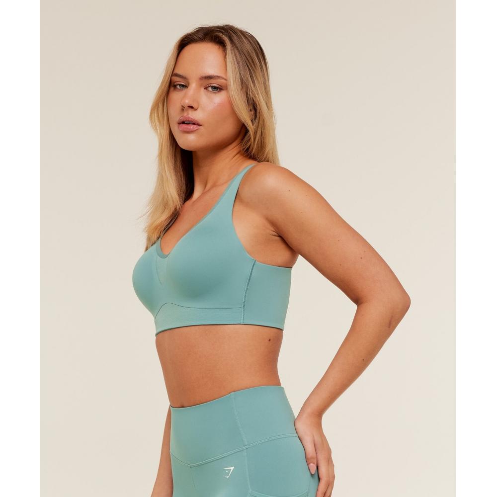 Gymshark High Support V Neck Sports Bra Gs Storm Blue B3b3l Ud6x