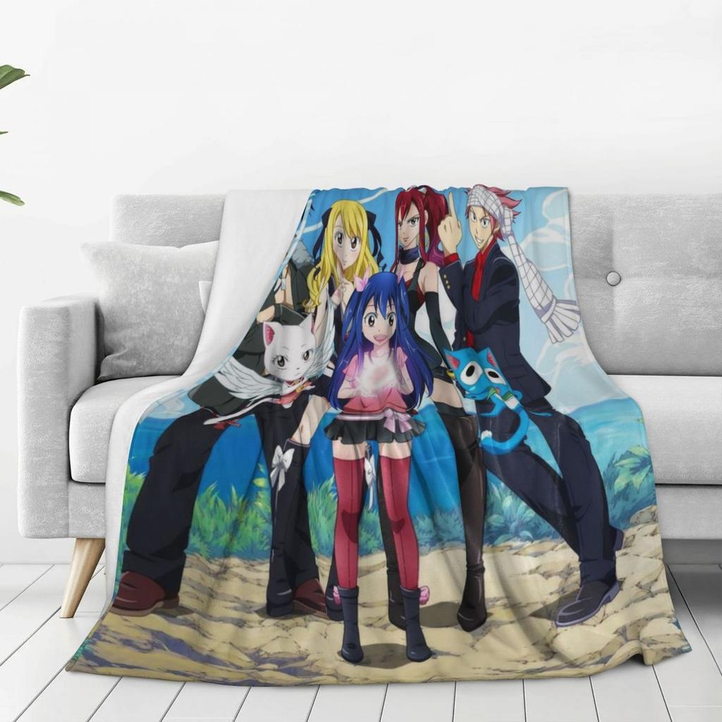 Fairy Tail Blanket Soft Warm Flannel Throw Blanket Cover for Bed Living Room Picnic Travel Home Couch
