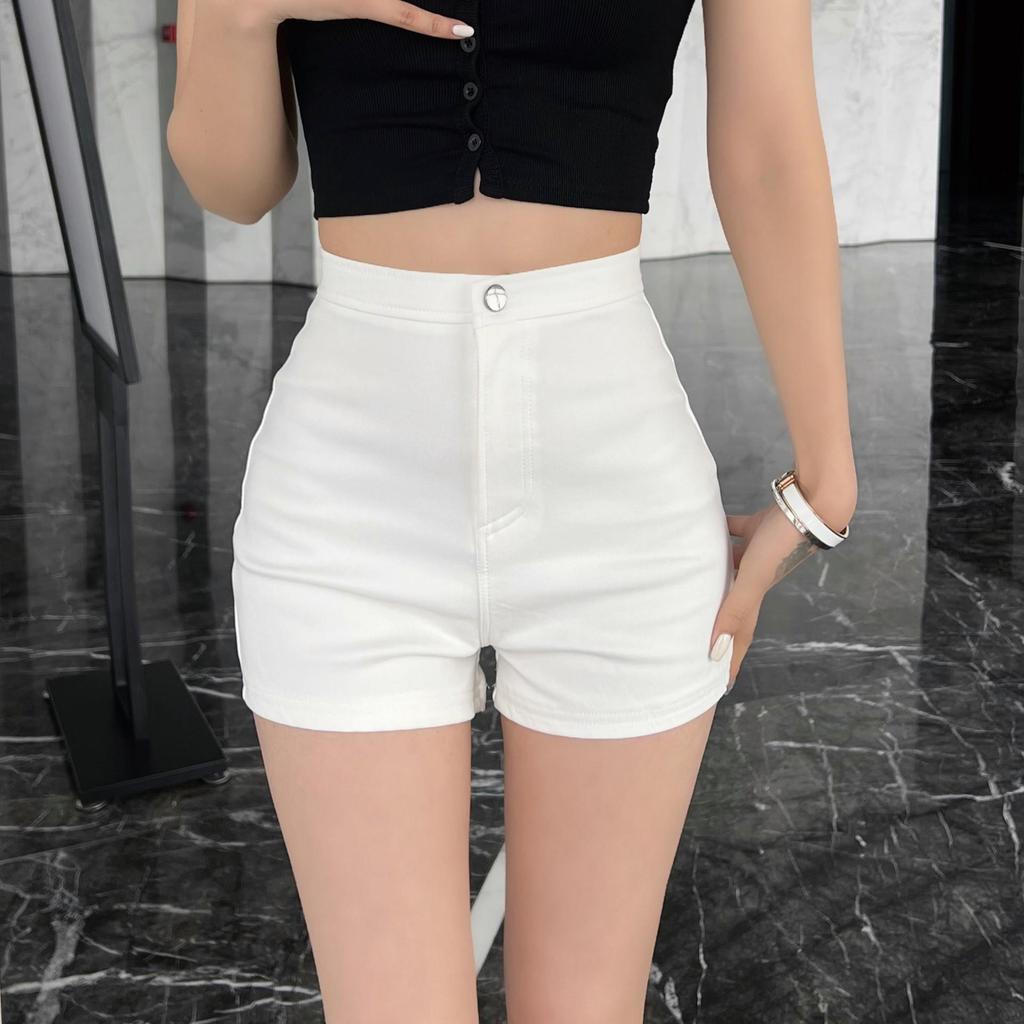 Dámské černé A-liniové zeštíhlující šortky s vysokým pasem pro drobné postavy - Letní horké kalhotky v americkém stylu 2025