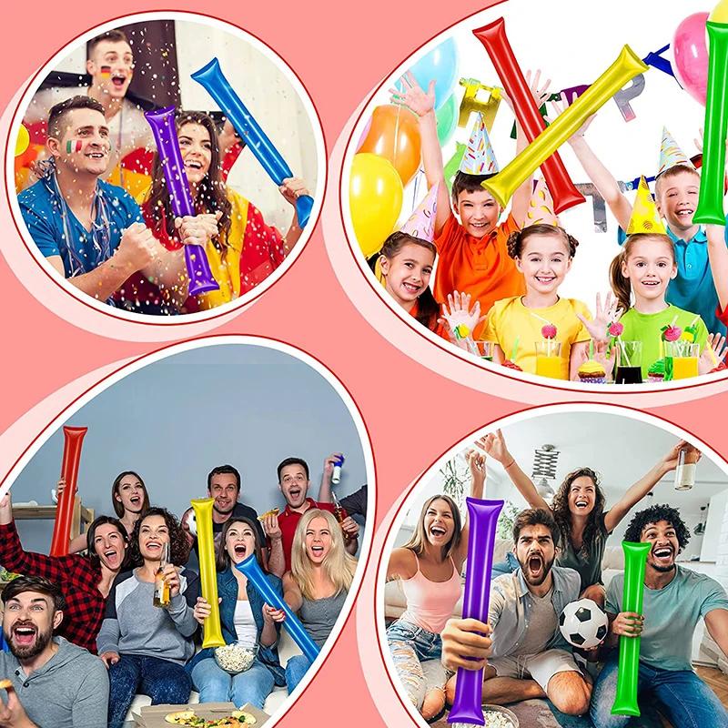24/48Pcs Inflatable Clapper Cheerstick Inflatable Sticks Balloon Stick Clapper Cheering Stick Noise Maker Balloon Concert Party