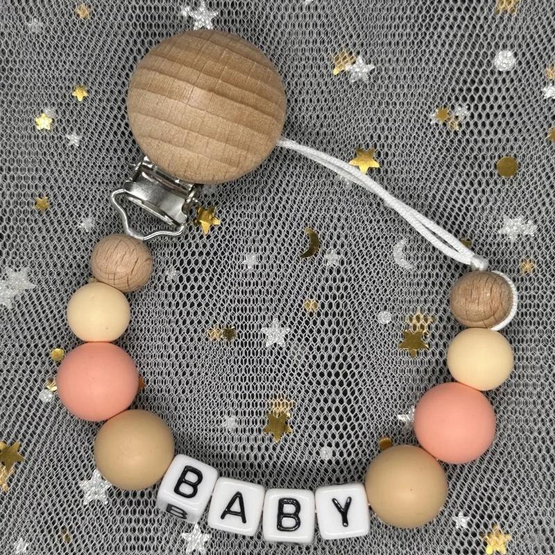 Baby Pacifier Clip Personalised Name Dummy Nipple Holder Chains Newborn Feeding Newborn Custom Pacifiers Clip Chew Teething Toys