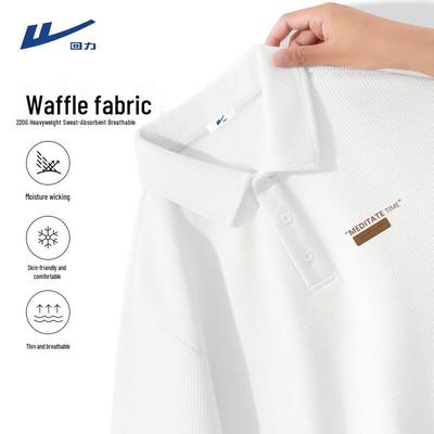 Herren schwere Waffelstrick Poloshirt