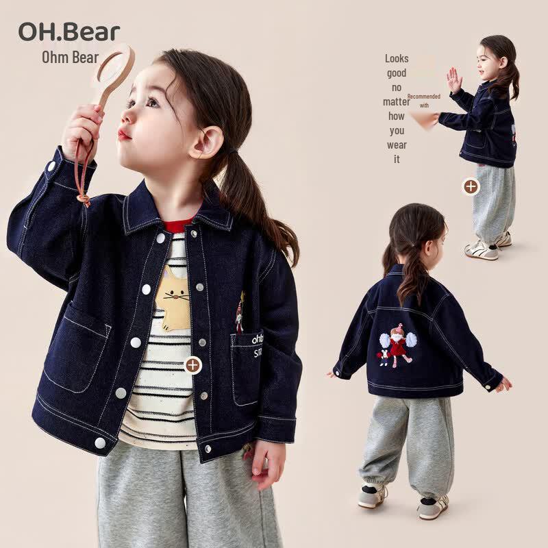 Ohm Bear Girls' Autumn Denim Jacket