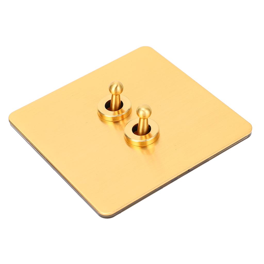 Toggle Switch Imitation Gold Stainless Steel Panel Dual Control Wall Toggle Switch AC250V
